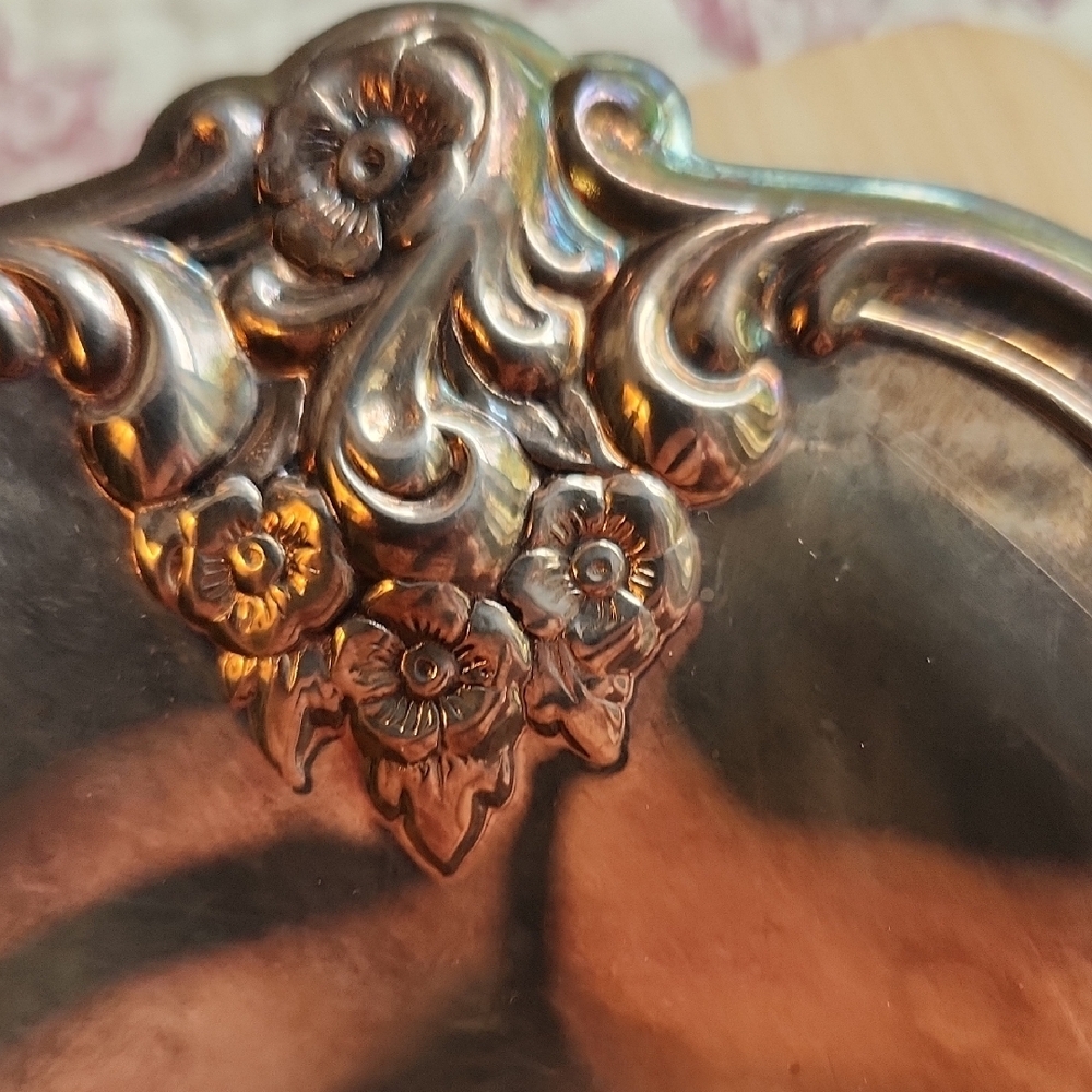 Vintage Silver Plated Small Trinket Tray Candy Dish Floral - Picture 5 of 10